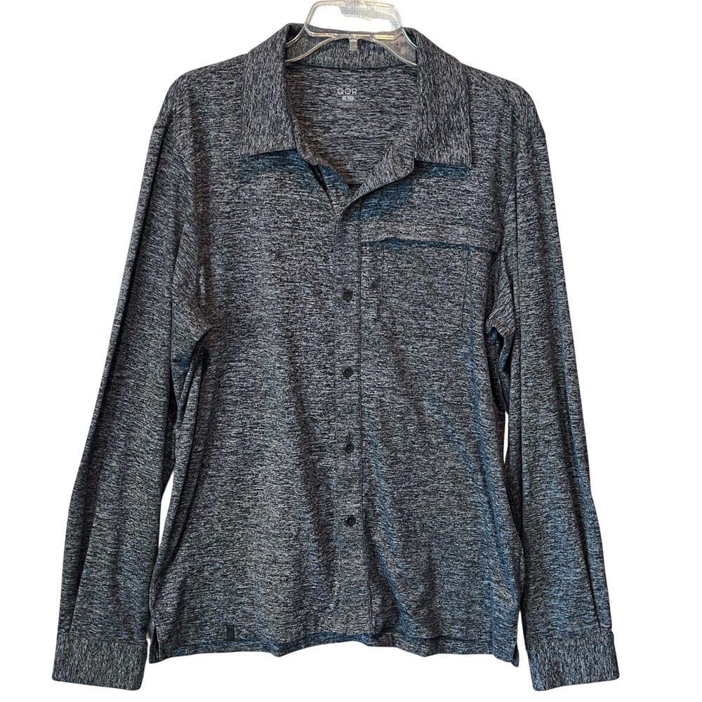 QOR Mens Luxury Gray Performance Long Sleeve Commuter Shirt Size Large Polygiene